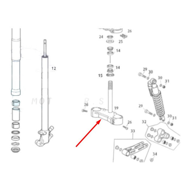 Tija superior R16V Rieju MRT 50 / Marathon 125 0/000.660.5004