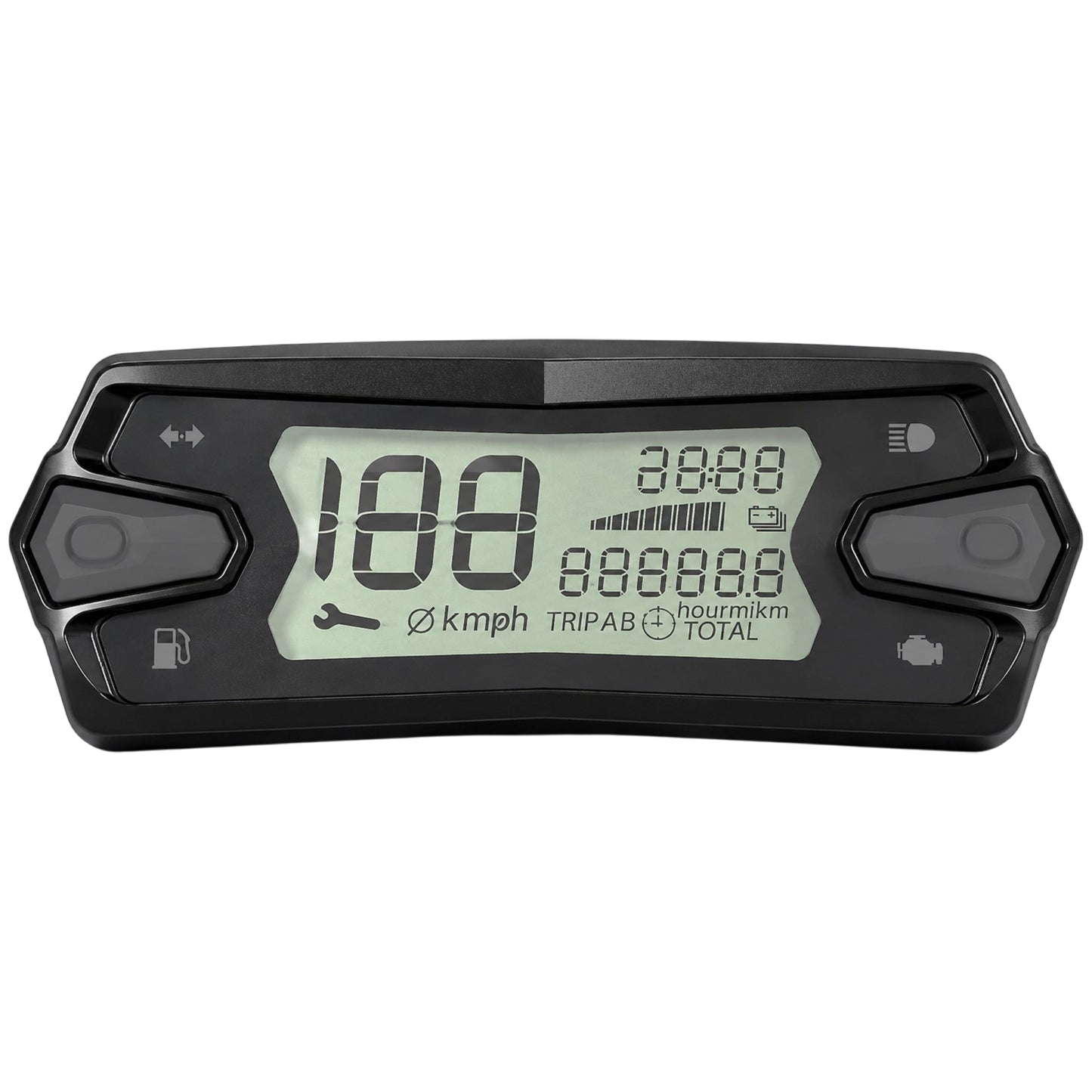 Marcador cuentakilómetros Facomsa Rieju MRT 50 V2 Euro 5 con pantalla LCD e indicadores de batería, combustible, temperatura y velocidad