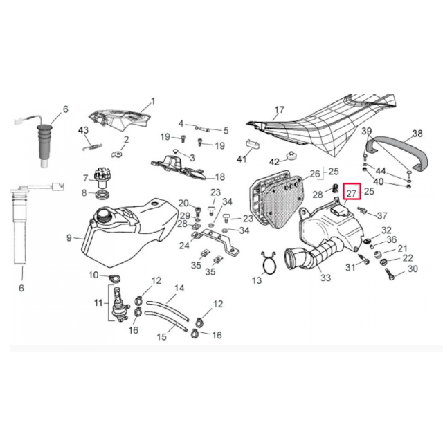 Entrada do filtro de ar Derbi Senda 50 >2007