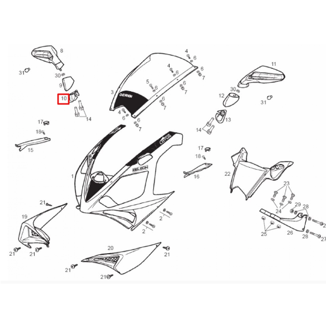 Tapa base retrovisor derecho Derbi GPR 50/125 2T 04-06 00H04601881