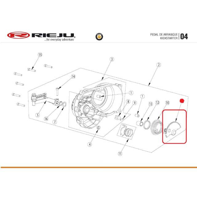 Eixo do pedal de arranque 46-20 Rieju Bye Bike
