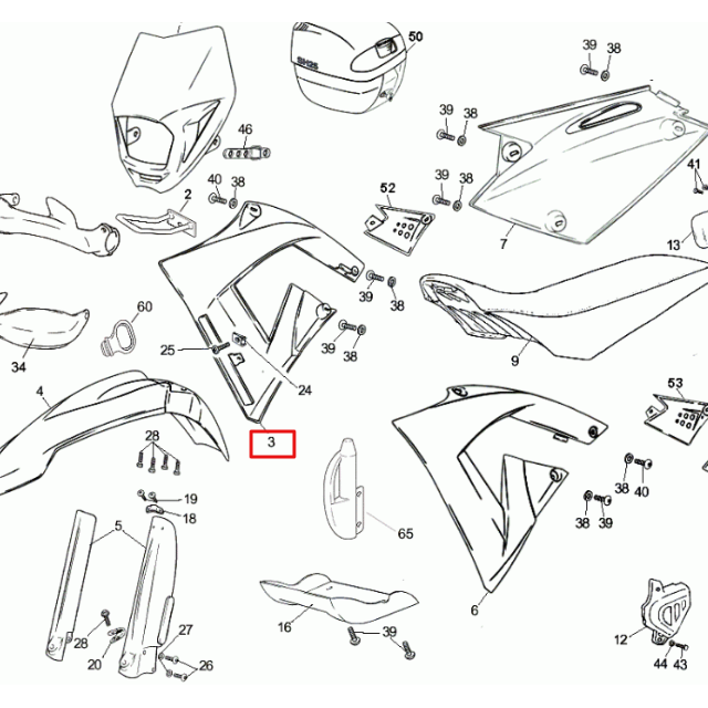 Tampa do radiador direita Rieju MRX 50 - amarelo