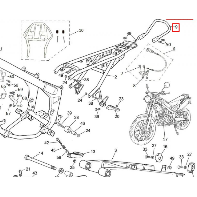 Soporte trasero pasajero Rieju Tango 50-125 0/000.980.8015