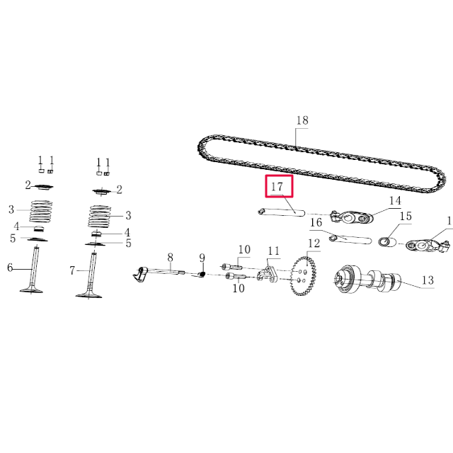 Eje pasador balancín admisión Pitbike motor 190 Zongshen 100061402