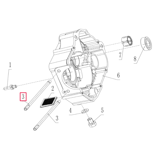 Espárrago cilindro carter derecho Pitbike motor 190 Zongshen 100100320