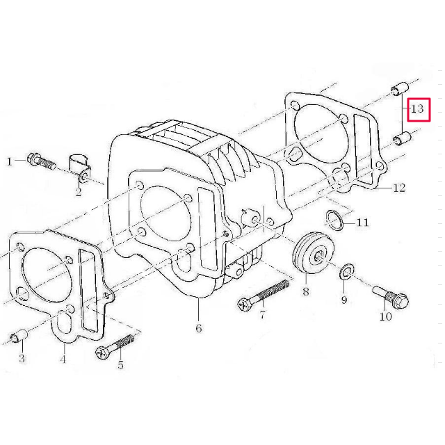 Casquillo centrador cilindro Ø8xØ7x12 Pitbike motor 125-G-02 Zongshen 100101210