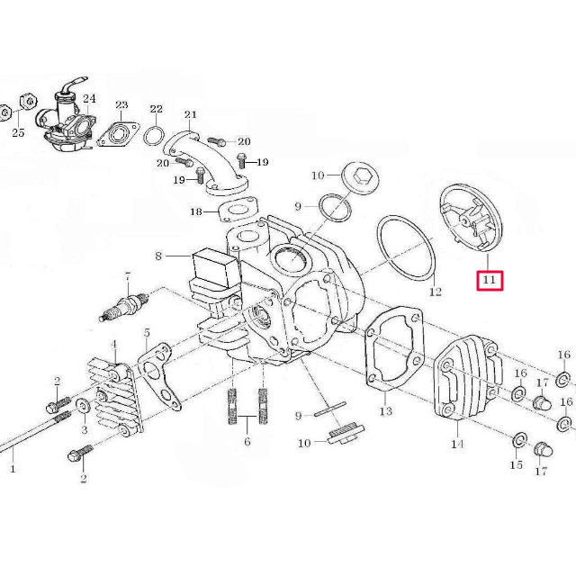 Tapa distribución Pitbike motor 125-G-02 Zongshen