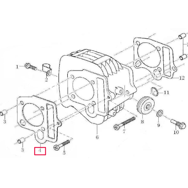 Junta culata Pitbike motor 125-G-02 Zongshen 100208860