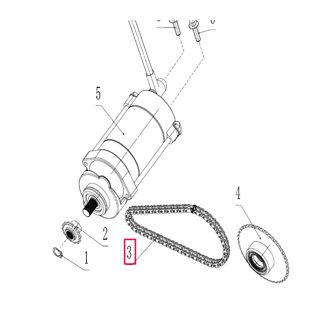 Cadena motor de arranque Pitbike motor 190 Zongshen 100715602