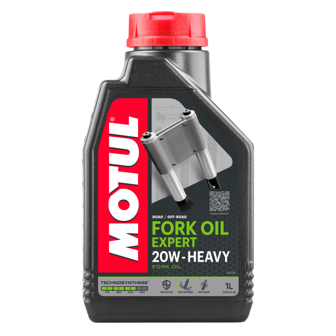 Aceite de horquilla Motul Expert Heavy 20W de 1 litro para suspensión de motocicleta.