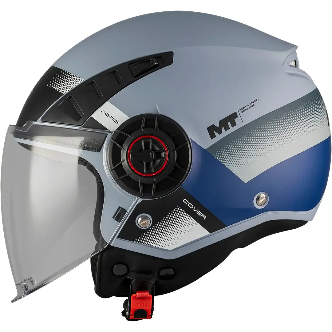 MT Aeris Cover C2 Helmet - Matte Gray/Blue