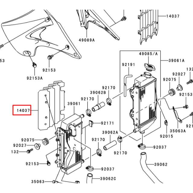 Rejilla radiador Kawasaki KX 125/250 97-05 14037-1310-RZ