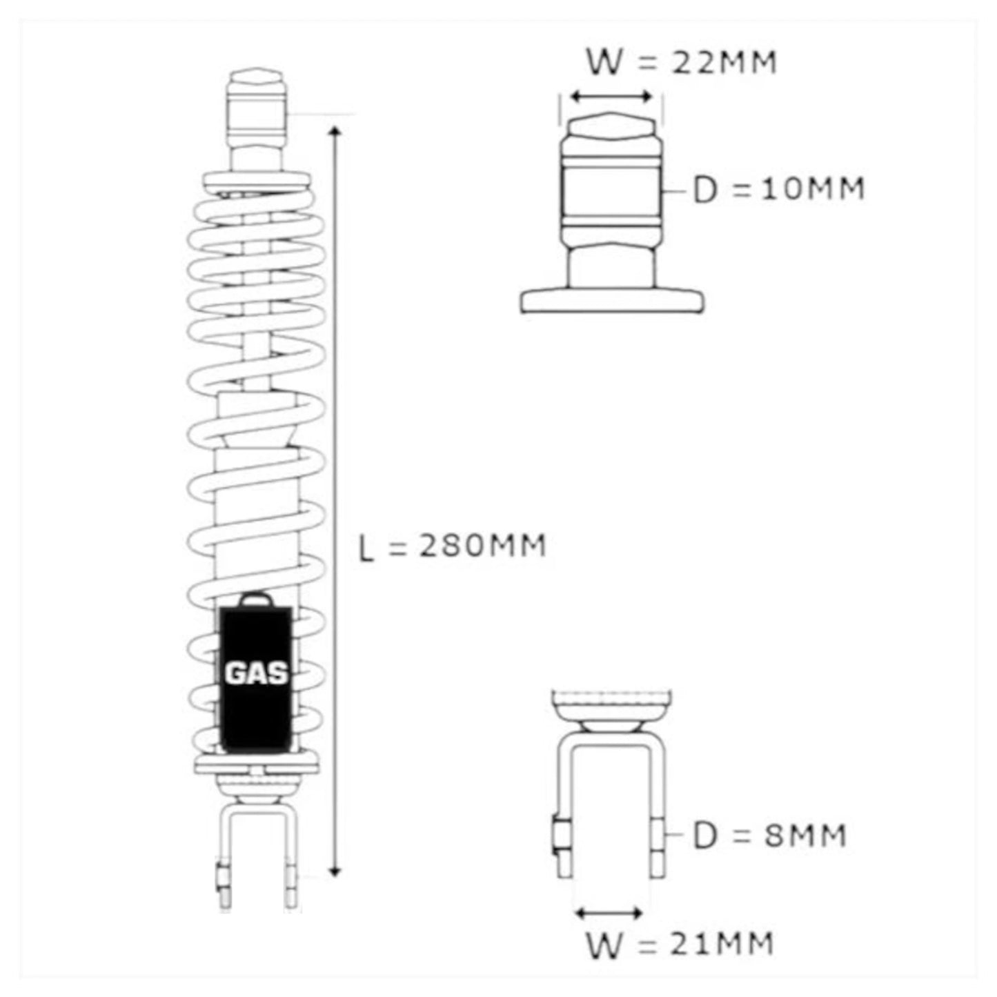 Amortecedor Yamaha Jog R-RR / Aerox 50 280mm Gás IGM