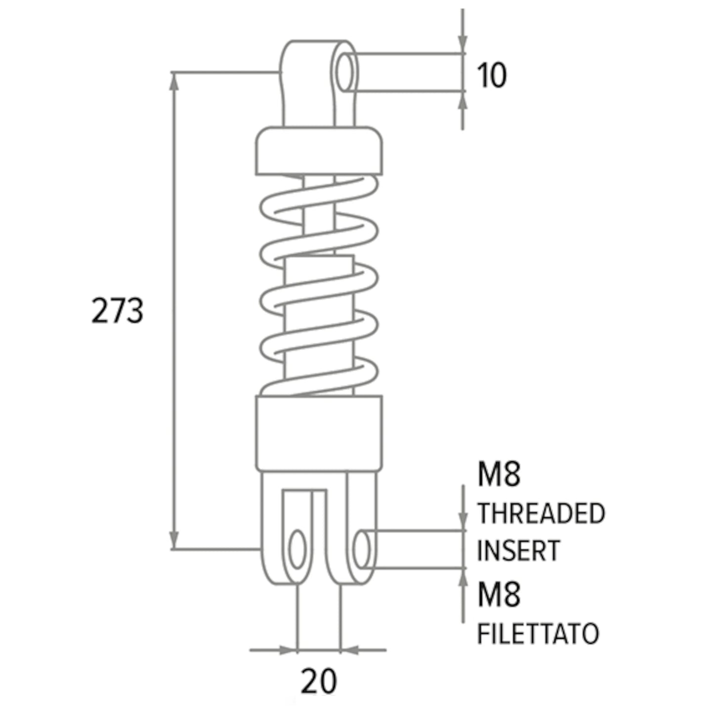 Amortiguador Minarelli horizontal / vertical 273mm Polini