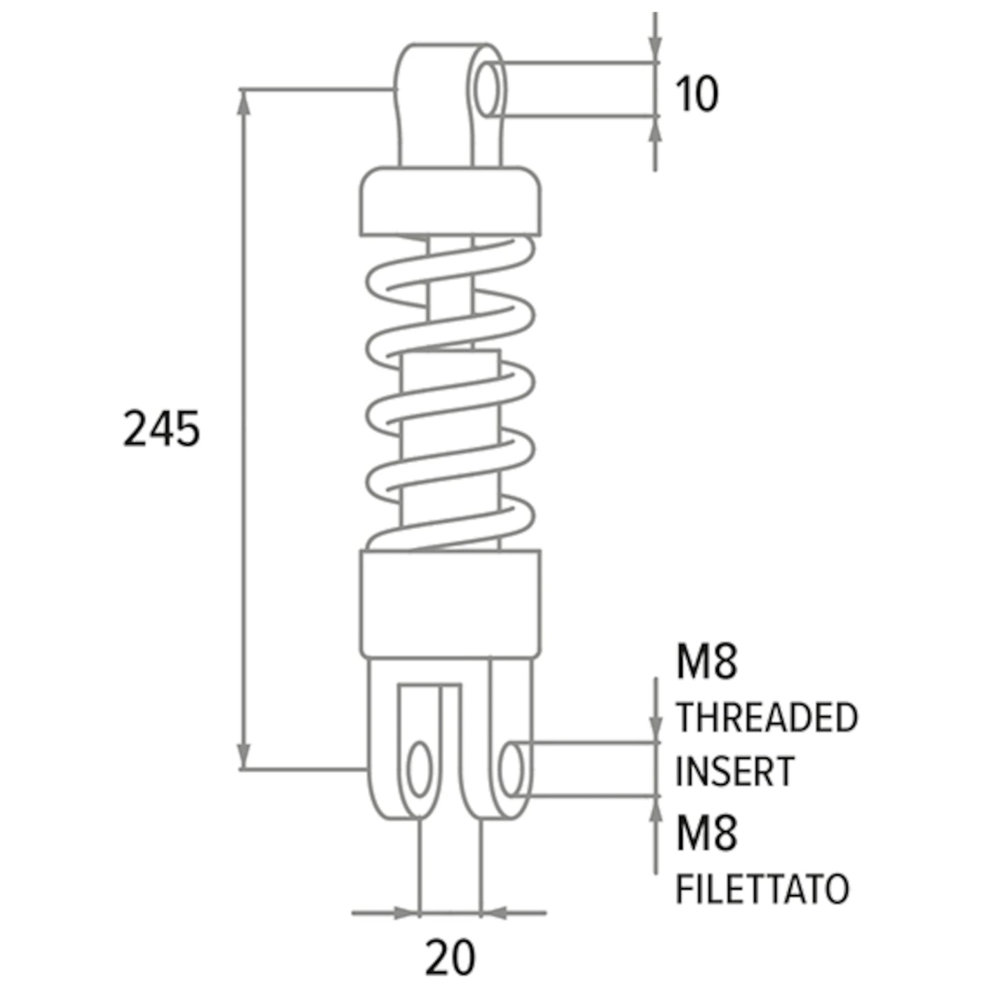 Amortiguador Minarelli horizontal / vertical 242mm Polini