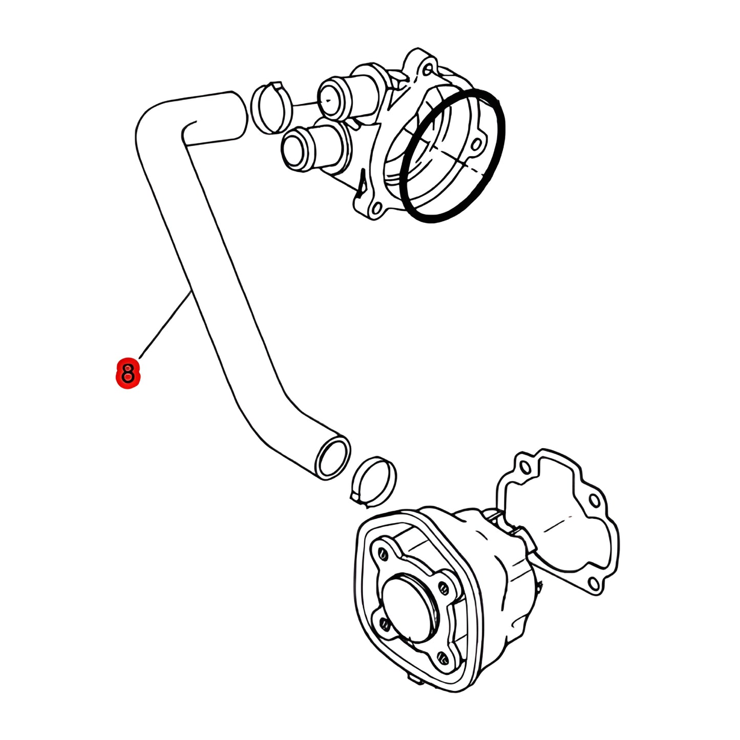 Durite de refroidissement de la pompe à eau au cylindre Yamaha Jog RR / Aerox