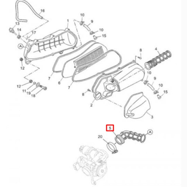 Bocal do filtro de ar Yamaha X-max 125 06-09