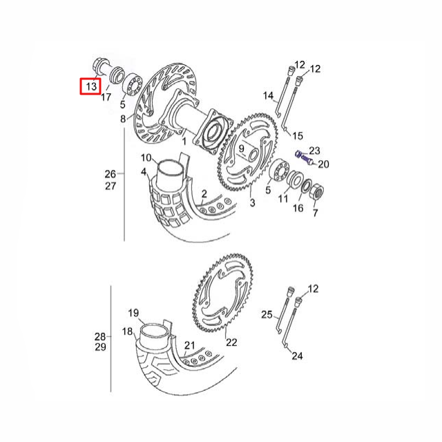 Eje rueda trasera Beta RR T <2006