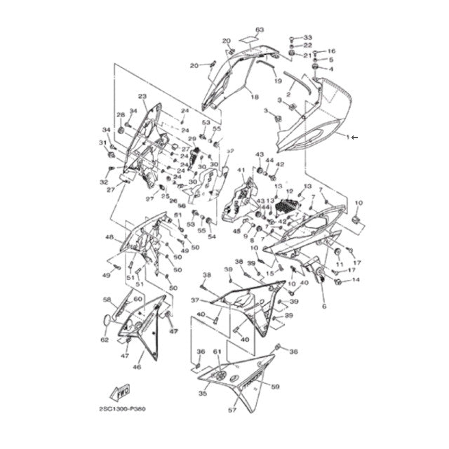 Cache avant gauche Yamaha MT-09 Tracer 15-17 - rouge