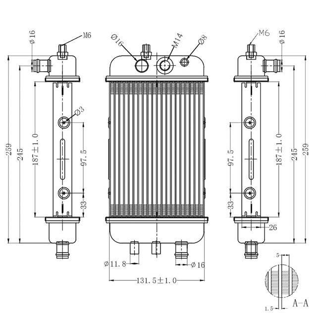 Radiator Derbi Senda 50 / Aprilia RX 50 / SX 50 Gilera RCR 50 Octane