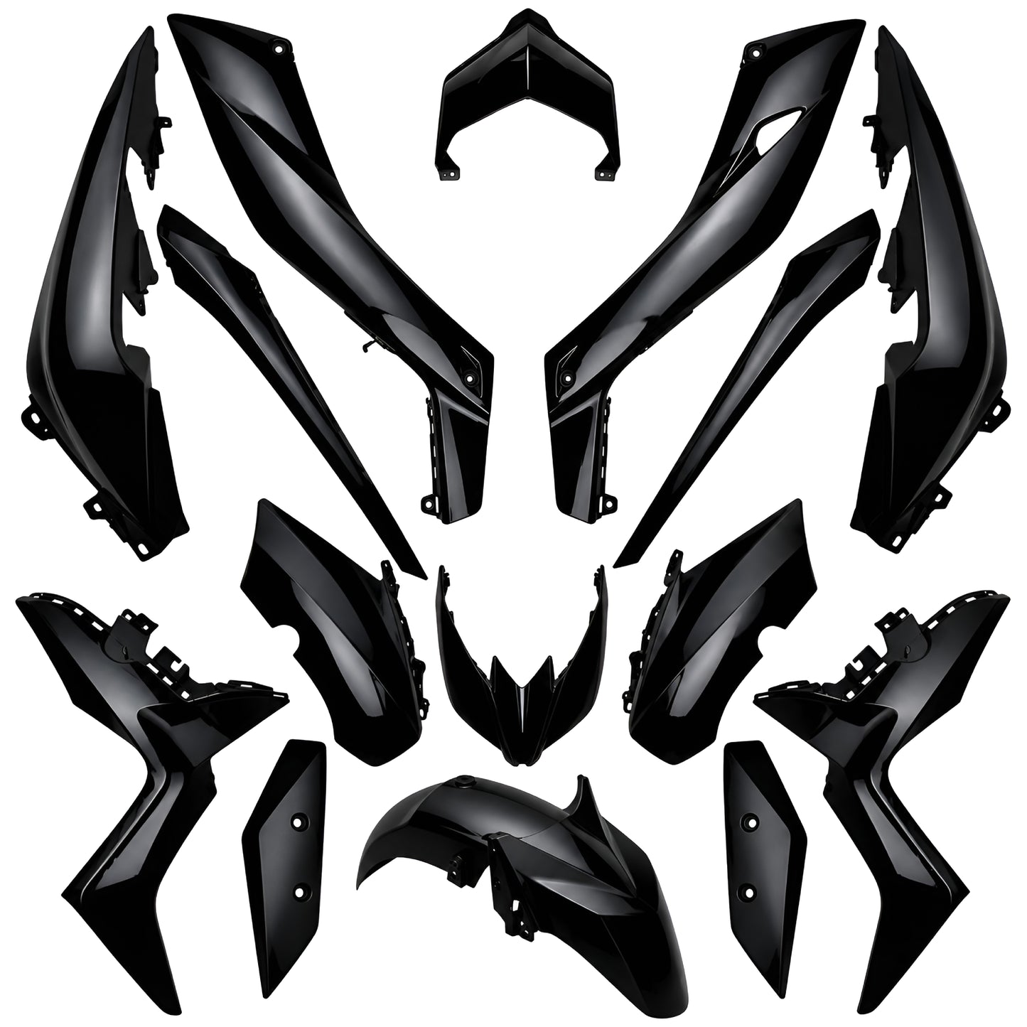 Kit carenado Yamaha X-Max 125/300 18-22 / X-Max 400 18-20 11 piezas negro brillo TNT