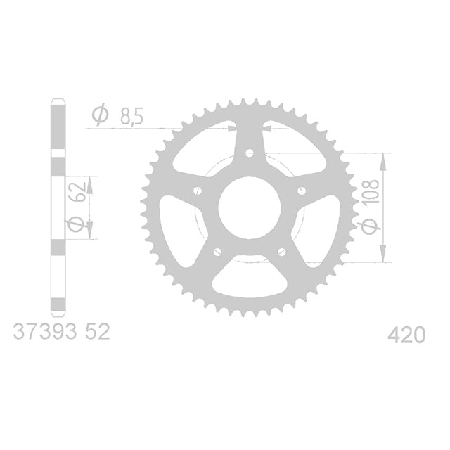 Cremalheira Rieju SPIKE / SPIKE/X / RYZ / Peugeot XP6 / XPS Z=52 passo 420 Octane