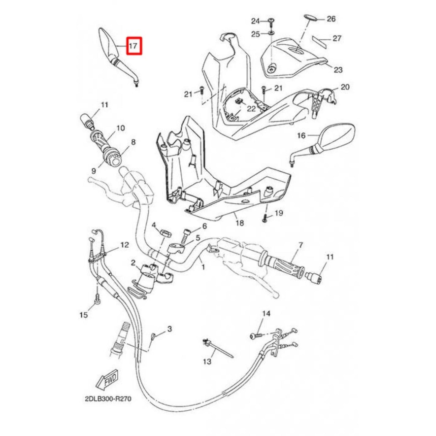 Rétroviseur Yamaha X-Max 125/250/400 16-17