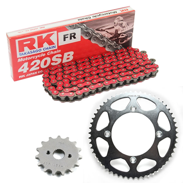 Kit transmisión RK Honda CR 80/85 (15/55/124) Cadena 420 Rojo 420SB/124FR-CR80