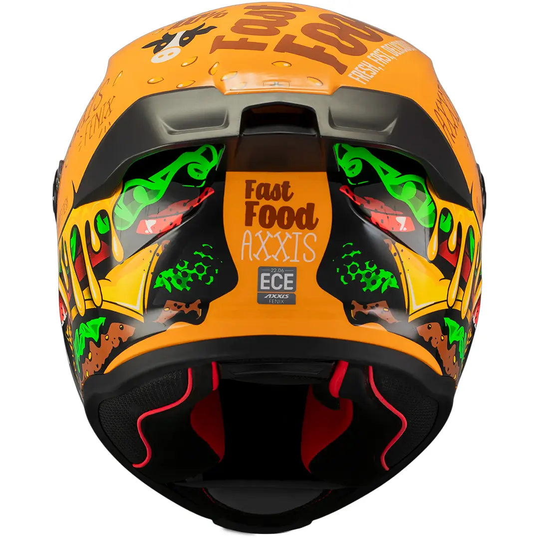 Casco Axxis Fenix Fast Food C3 - Negro/Naranja Brillo