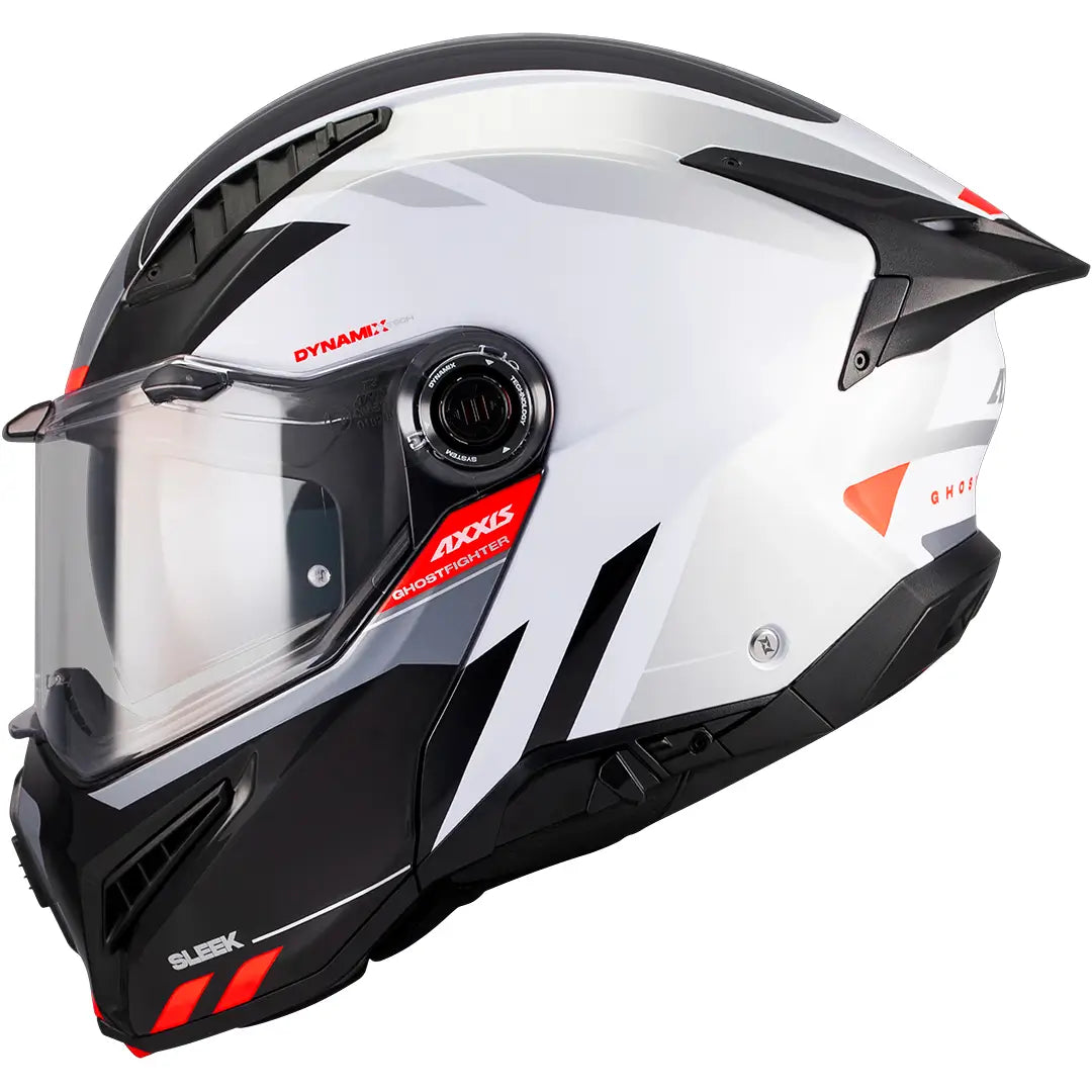 Casco Axxis Ghostfighter SV Sleek A2 - Negro/Blanco/Rojo Brillo