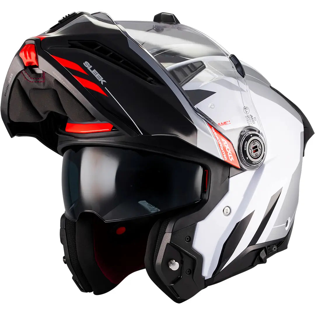 Casco Axxis Ghostfighter SV Sleek A2 - Negro/Blanco/Rojo Brillo