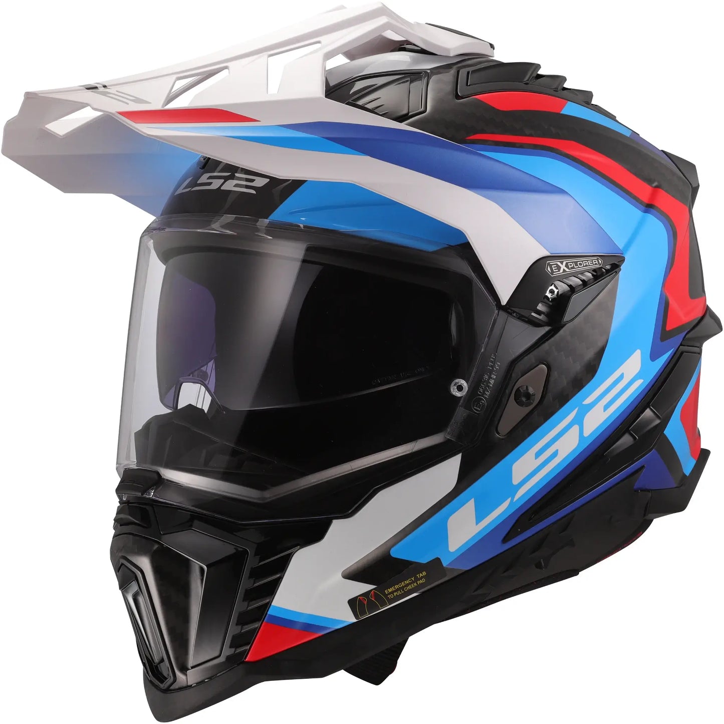 Casco LS2 MX701 Explorer Carbon Frontier II - Blanco/Azul/Rojo