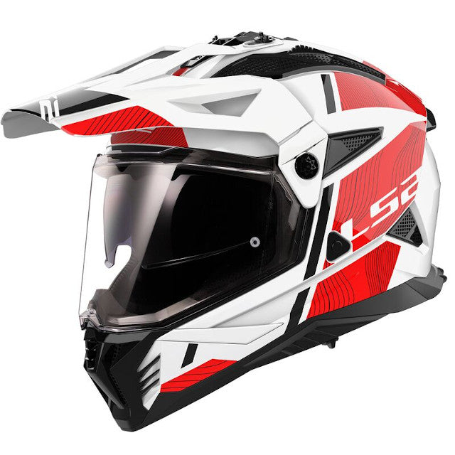 LS2 MX702 Pioneer II Hill white-red-black cross helmet