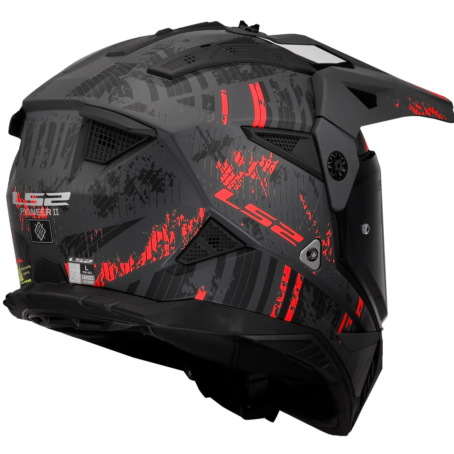 Casco LS2 MX702 Pioneer II Crazy - Negro/Rojo Mate