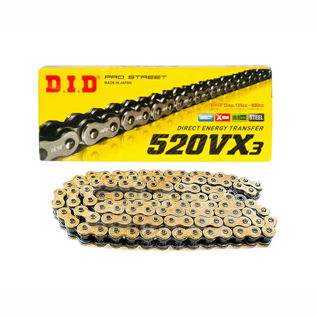 Chaîne de transmission X-Ring pas 520 VX3 114 maillons S&S D.I.D - argent