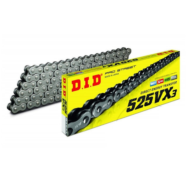 Chaîne de transmission X-Ring pas 525 VX3 114 maillons G&B D.I.D - doré