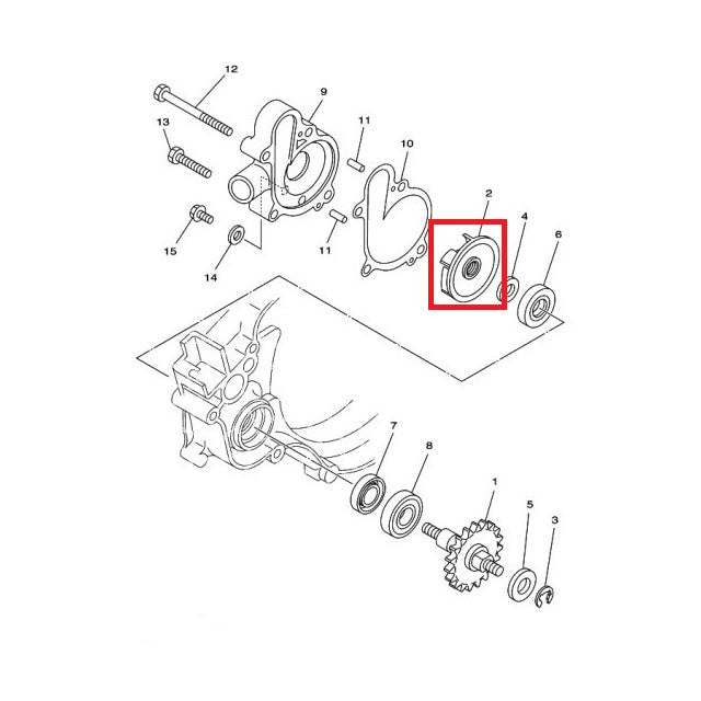 Hélice bomba de agua Yamaha YZ 125 00-04 / YZF 250 01-13 / WRF 250 04-12 5DH-12451-00-00