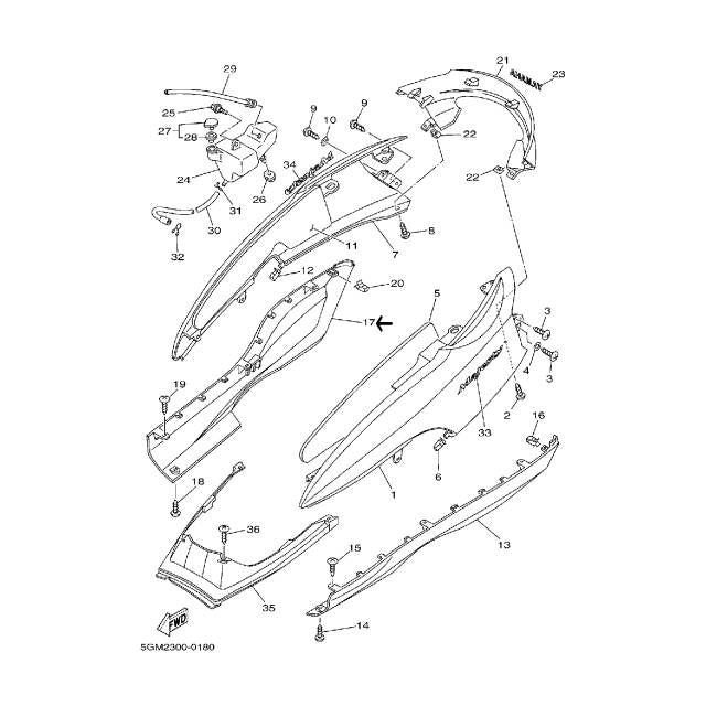 Cache latérale inférieure droite Yamaha Majesty 250 - Argent