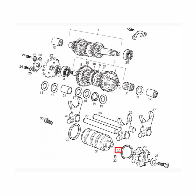 Washer for gear shaft Derbi Senda / Aprilia RS / RX / SX 0.5mm