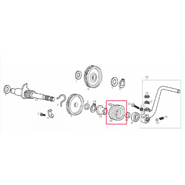 Mola de retorno do pedal de arranque Derbi Senda 50 >1994