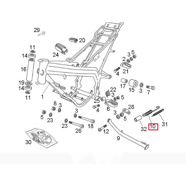 Mola curta descanso central Derbi Senda 50 >2010