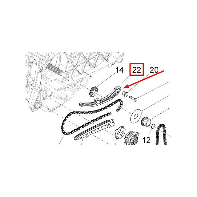 Patin móvil cadena distribución Piaggio 125/150 4T 3V 1A000796