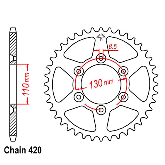 Corona de transmisión CPI SX SM paso 420 IGM - acero