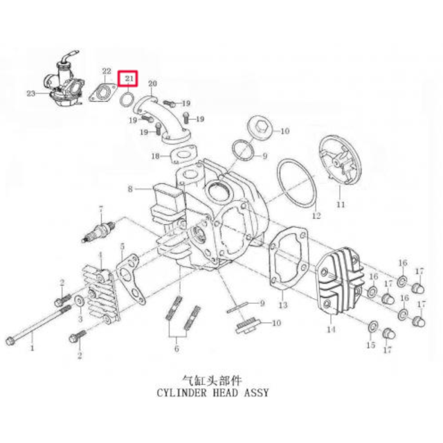 Junta tórica tobera de admisión Pitbike Motor Semi-auto 88/125 Zongshen 90101-10250000240