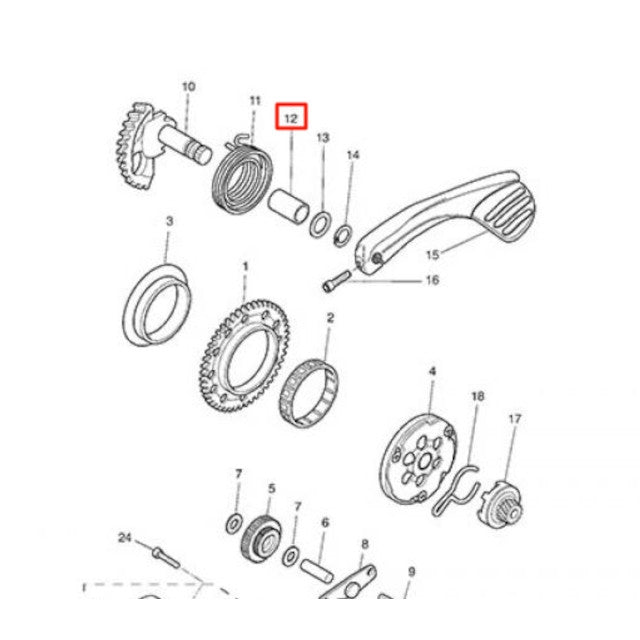 Casquilho eixo arranque / tampa variador Minarelli horizontal longo Yamaha