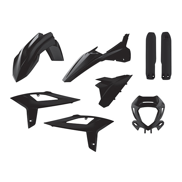 Kit de plásticos Beta RR 250/300 2T 350/400/450 4T con protectores de horquilla y careta 20-22 Polisport - negro 90930