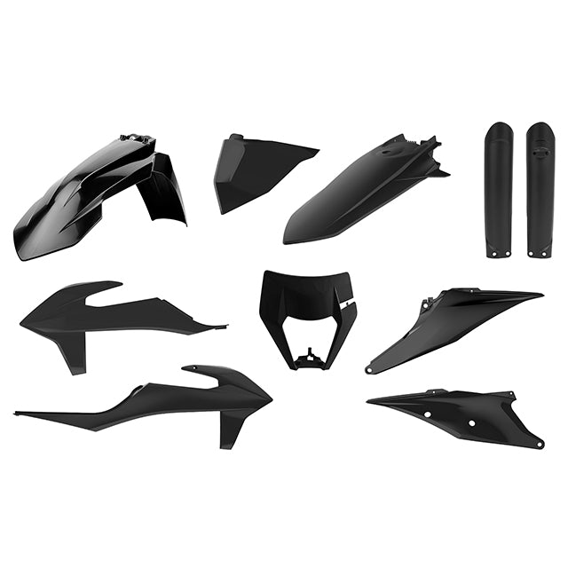 Kit de plásticos KTM EXC/EXC-F con protectores horquilla 20-22 Polisport - negro 91017