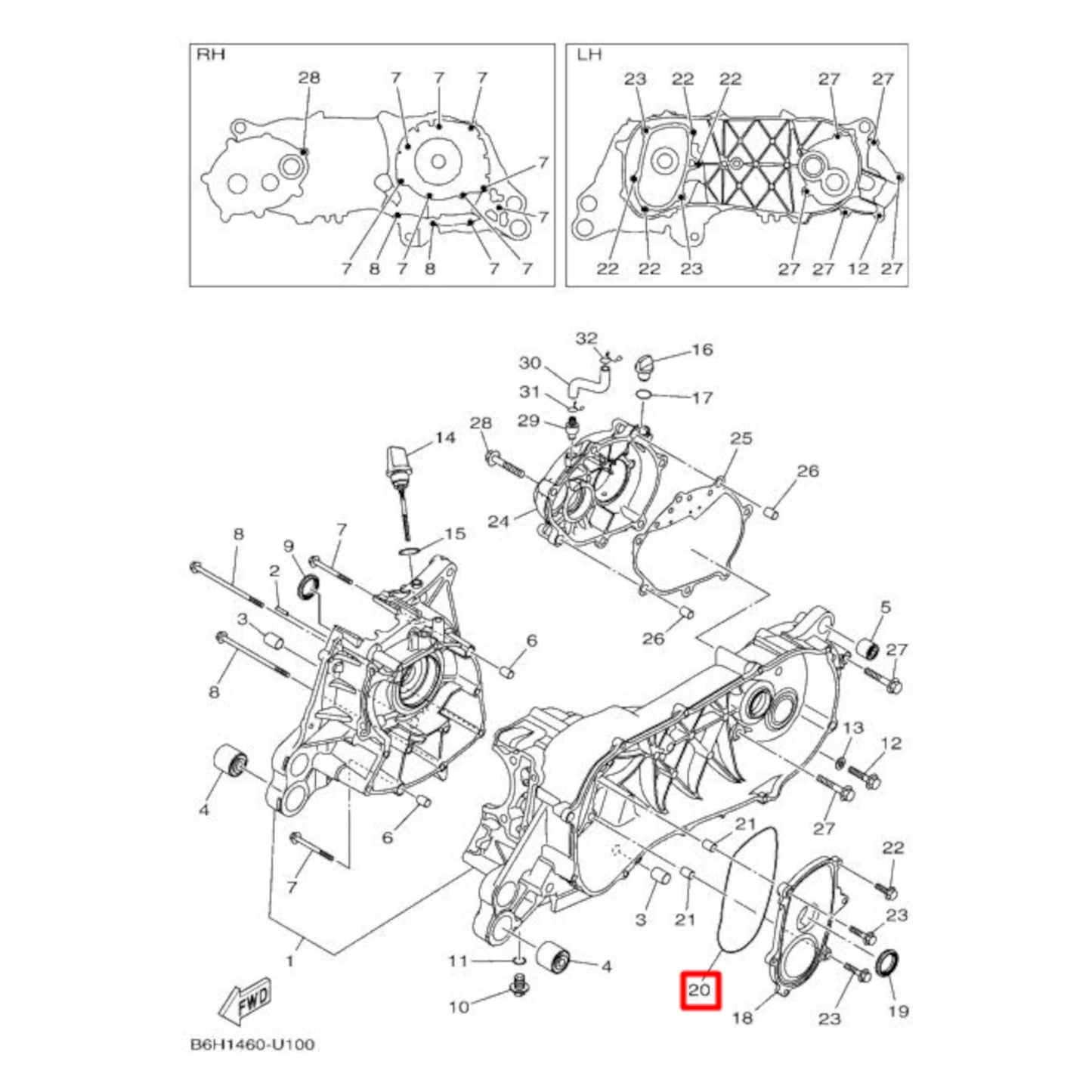 Inner cover gasket for Yamaha N-Max / X-Max 125 21-26 <div data-glossary-id="2864277">variator</div>/<div data-glossary-id="3207078">crankshaft</div>