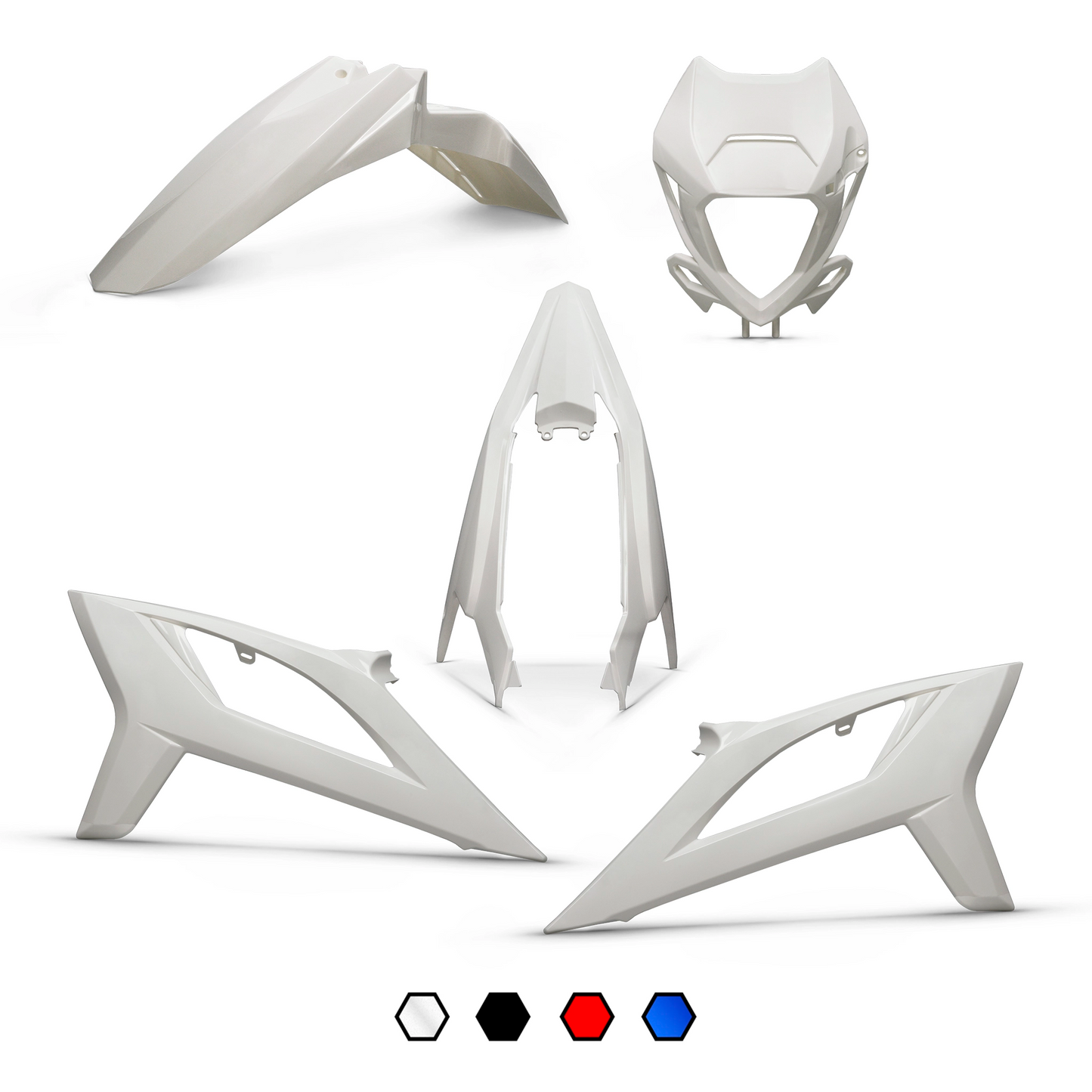 Kit de carénage Beta RR 50 >2021 blanc brillant 5 pièces Allpro
