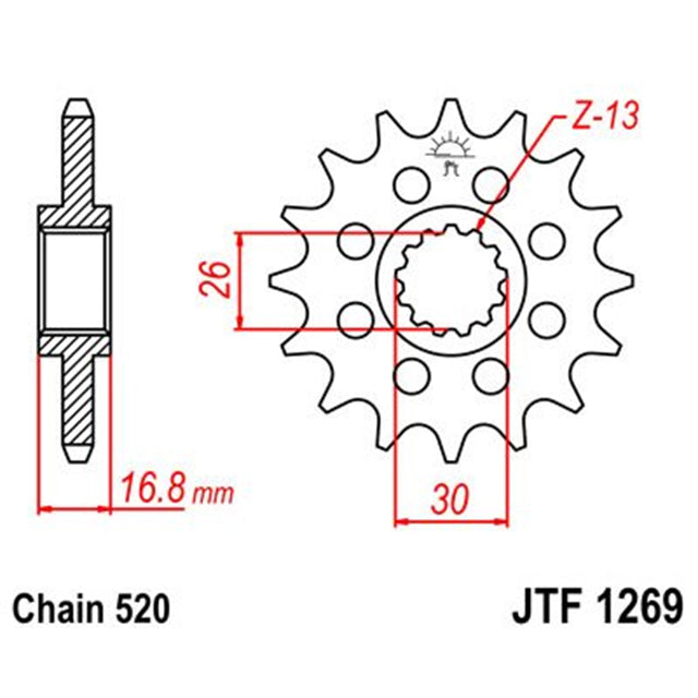 Piñon de Acero 15 Dientes JTF1269 JT Sprockets